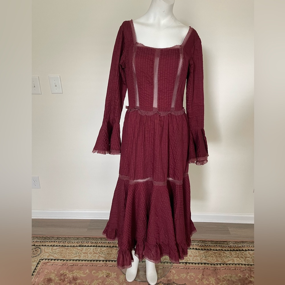 Vintage 70s Georgia Charuhas Mexican  BOHO maxi dress SZ 12
